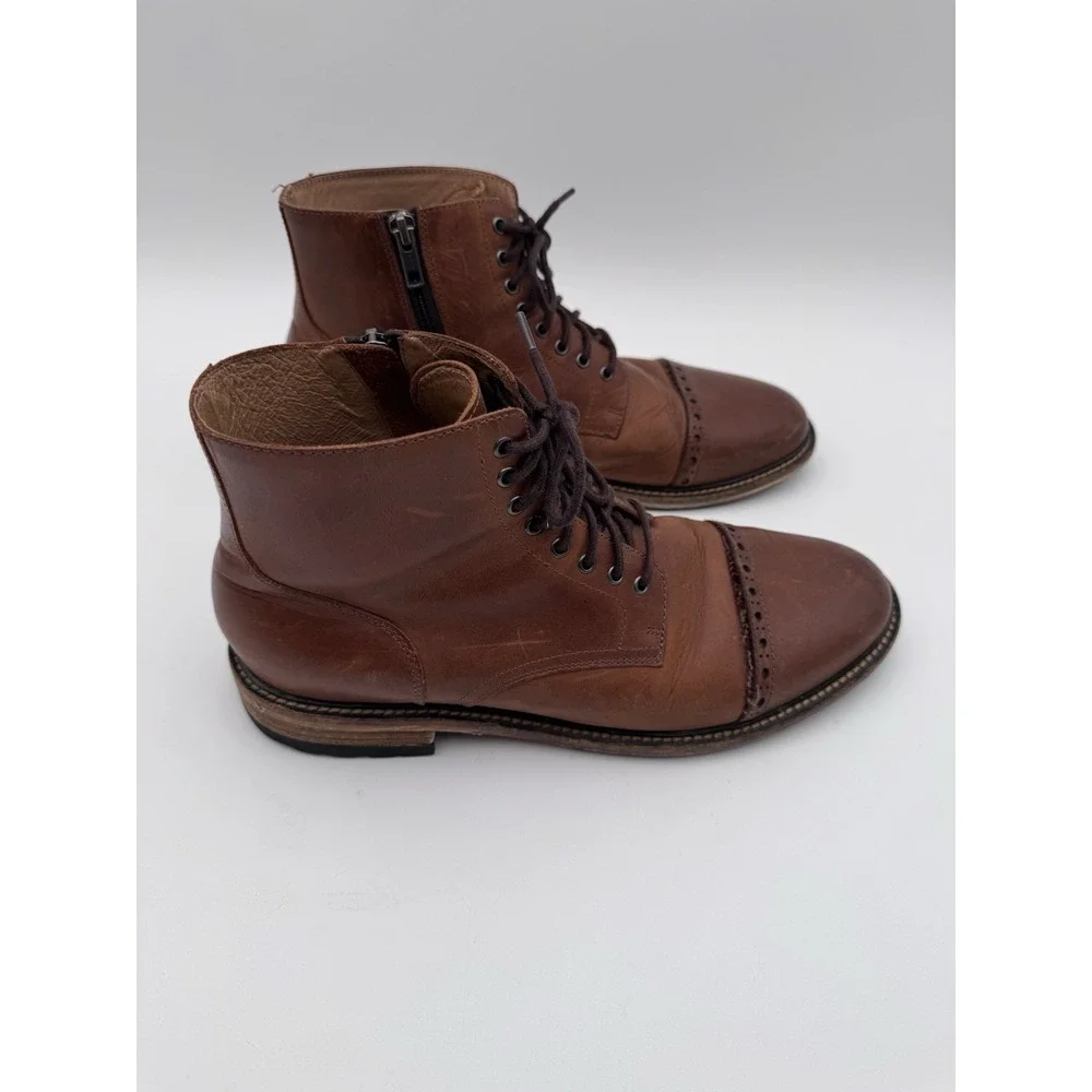 Warfield & Grand Leather Cap Toe Mens‎ Boots Size 10 Kenton Brown 155073 *READ*